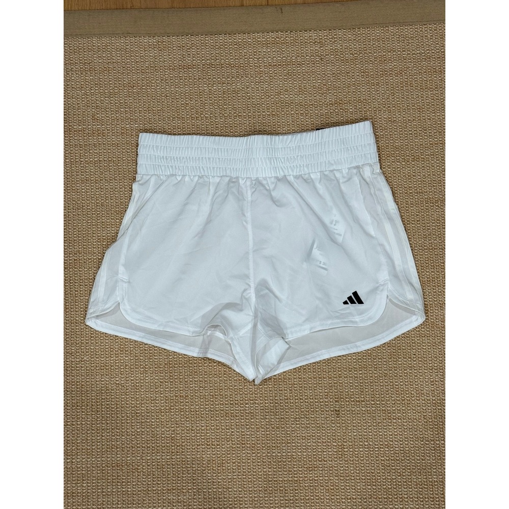 NWT Adidas Pacer Shorts Womens Medium White High Rise 3 Inch Inseam Aeroready